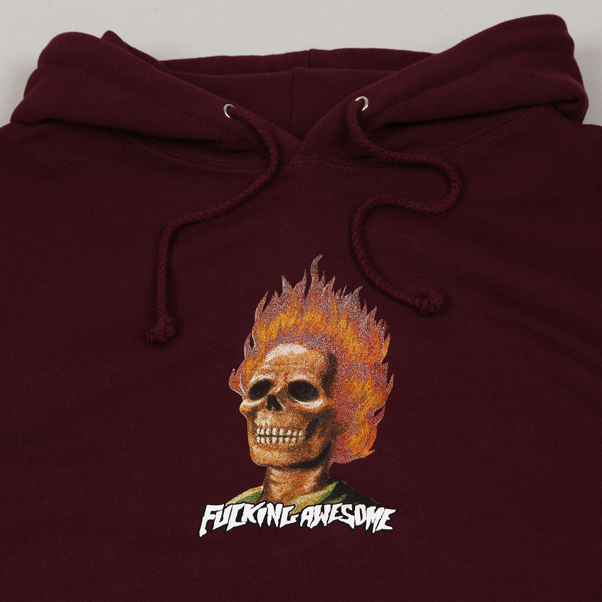 Fucking Awesome Flame Skull Hoodie Maroon