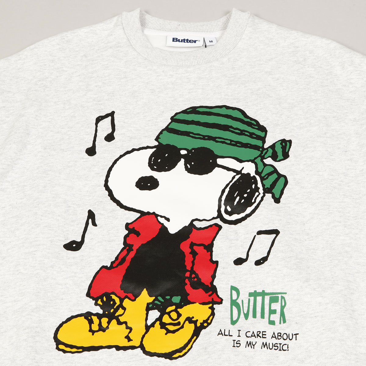 Butter Goods x Peanuts Music Crewneck Ash
